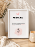 Affiche "Maman" A5 avec cadre