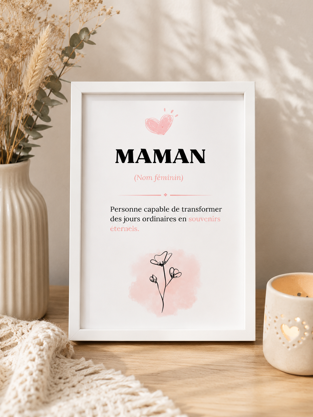 Affiche "Maman" A5 avec cadre