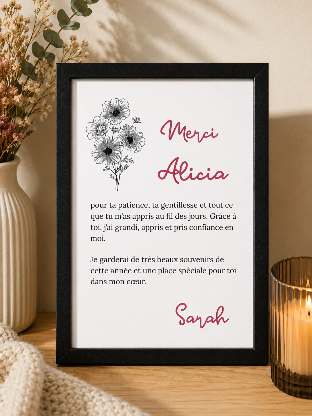 Affiche "Merci pour cette année " A5 avec Cadre