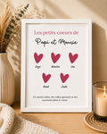 Affiche "Les petits coeurs de Papi et Mamie" A5 avec cadre
