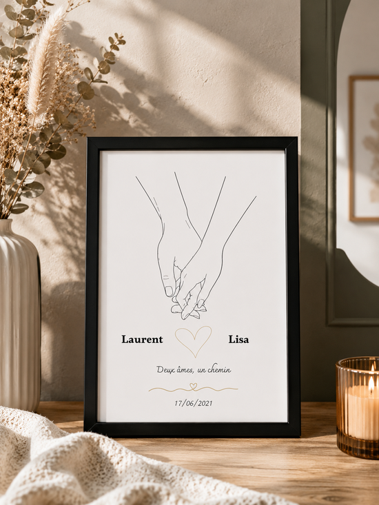 Affiche couple A5 avec cadre