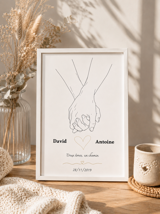 Affiche couple A5 avec cadre