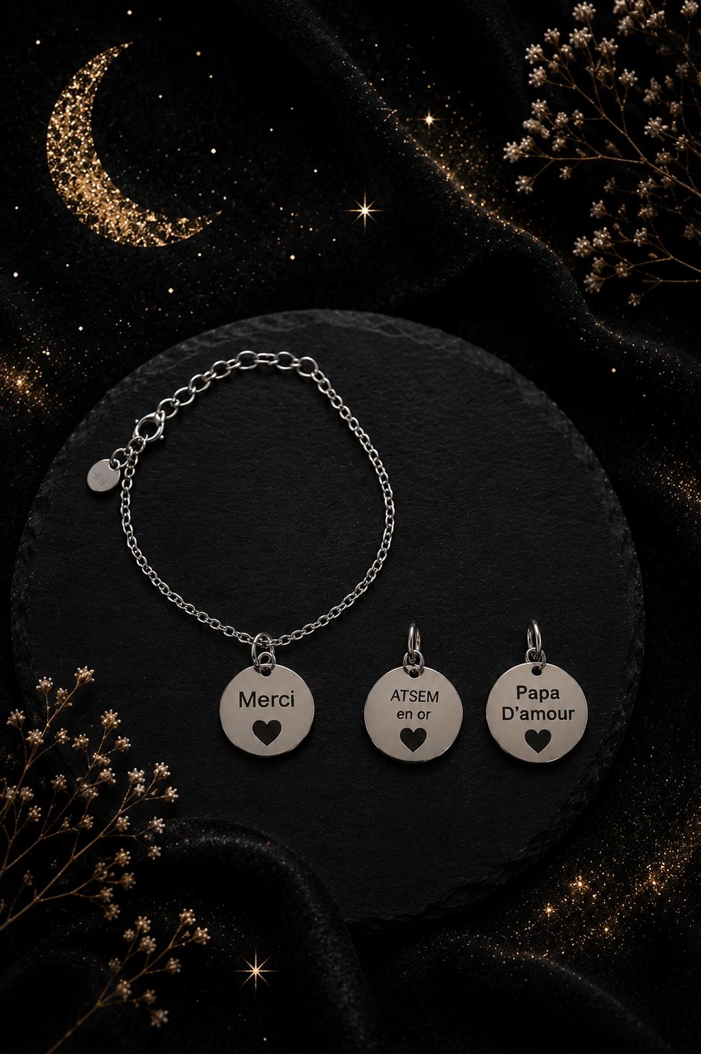Bracelet personnalisé avec médaille gravée – Acier inoxydabl